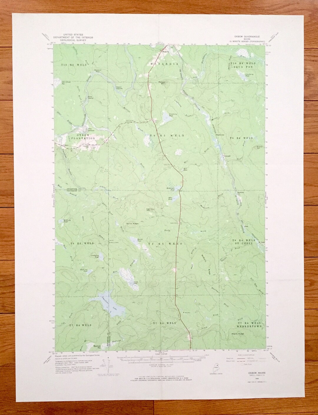 Antique Oxbow, Maine 1965 US Geological Survey Topographic Map ...