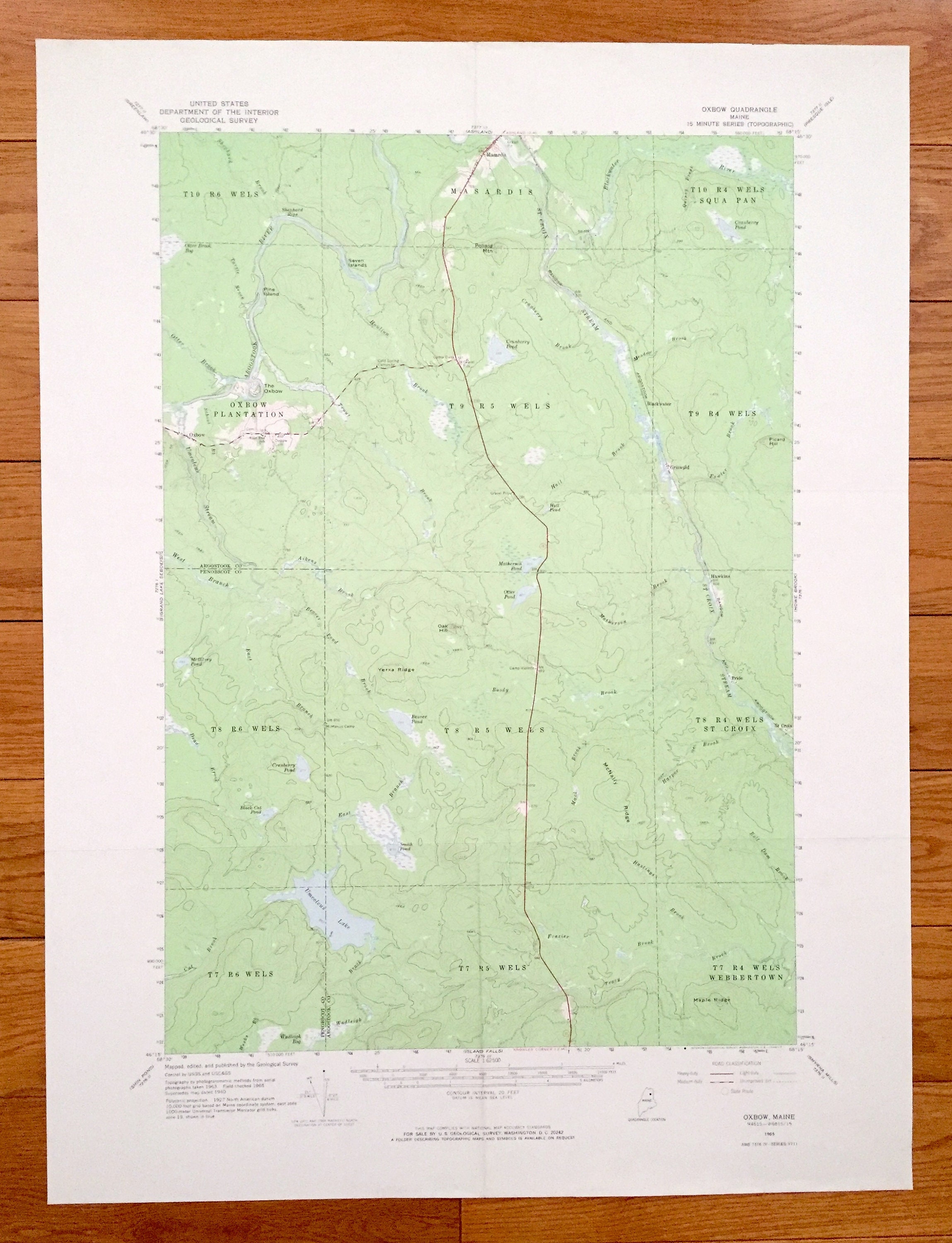 Antique Oxbow Maine 1965 US Geological Survey Topographic Map Etsy