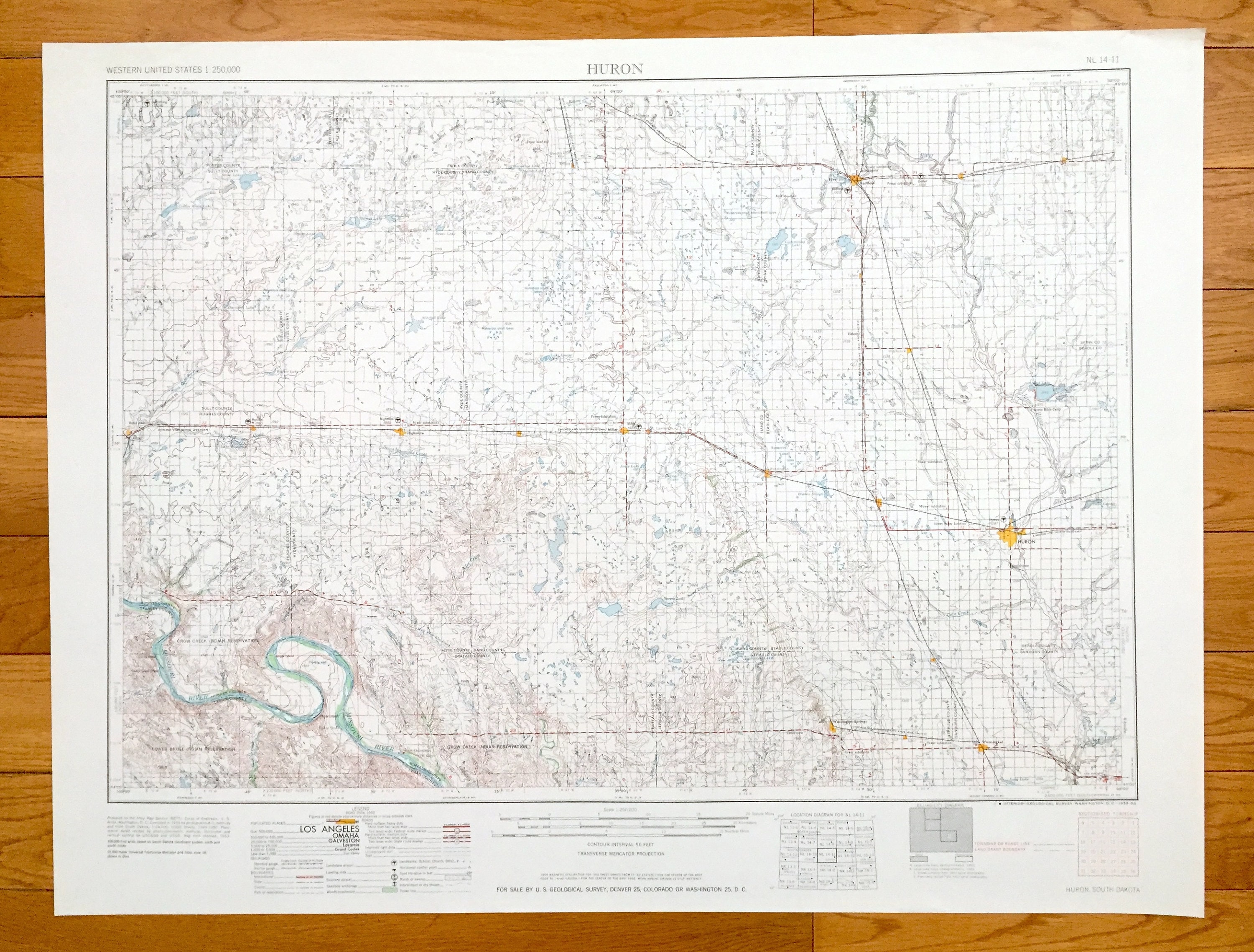 Antique Huron South Dakota 1959 US Geological Survey Etsy