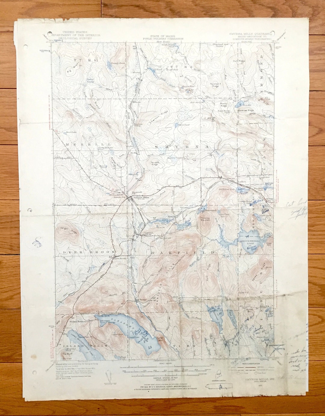 Antique Smyrna Mills Maine 1955 US Geological Survey Mapa Etsy España