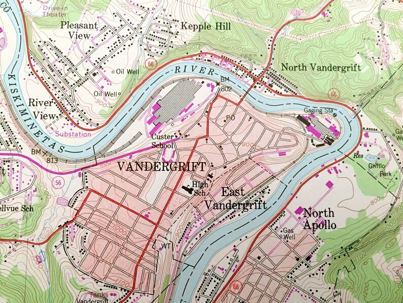 Antique Vandergrift Pennsylvania 1953 US Geological Survey Etsy