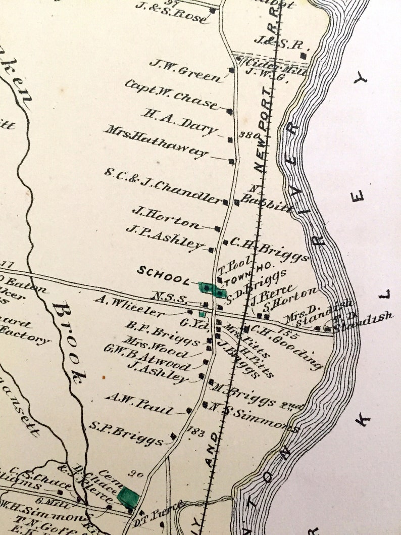 Antique 1871 Dighton Massachusetts Map From F.W. Beers Atlas Etsy