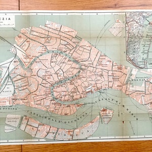 Antyczna Wenecja z 1904 r., Włochy Mapa z przewodnika Baedekers – Venezia, Veneto, Canal Grande, Most Westchnień, San Marco, Lagune Venete, San Maggiore