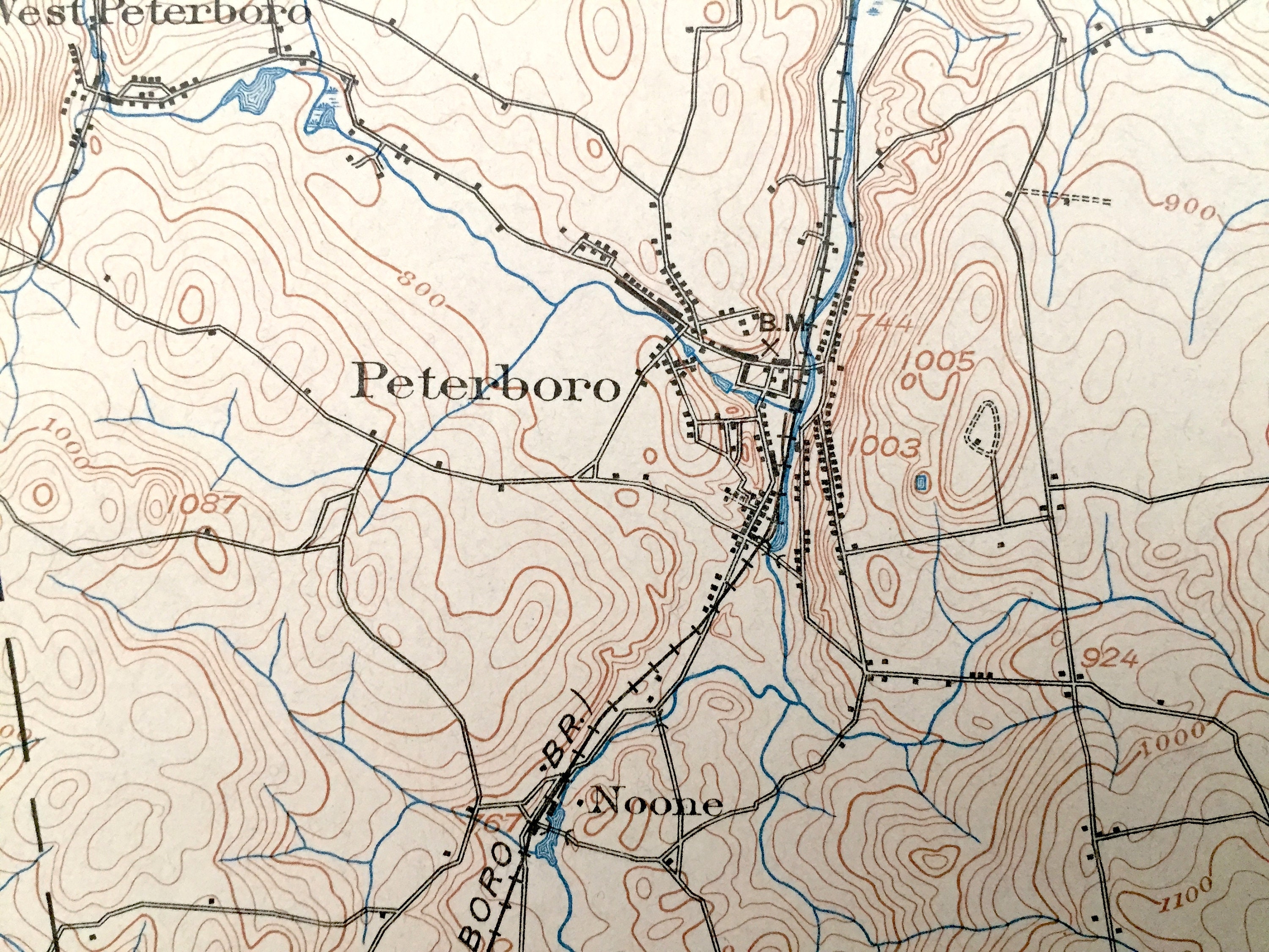 Antique Peterborough New Hampshire 1900 US Geological Survey Etsy