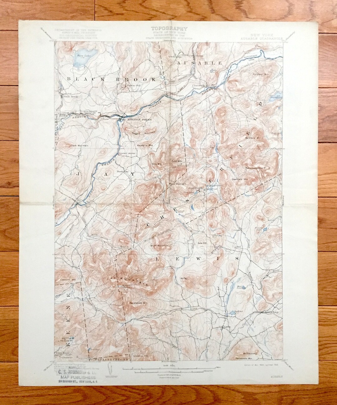 Antique Au Sable Forks New York 1903 US Geological Survey Etsy UK