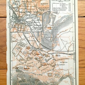 Antiguo 1914 Chambery, Francia Mapa de Baedekers Guía Atlas – Sonnaz, Verel, Bassens, St Alban, Barberez, Challes, Barby, le Chaney, Gare