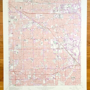 Antique Anaheim, Californie 1965 US Geological Survey Carte topographique - Orange Co, Fullerton, La Jolla, Los Alamitos, Buena Park, Disneyland