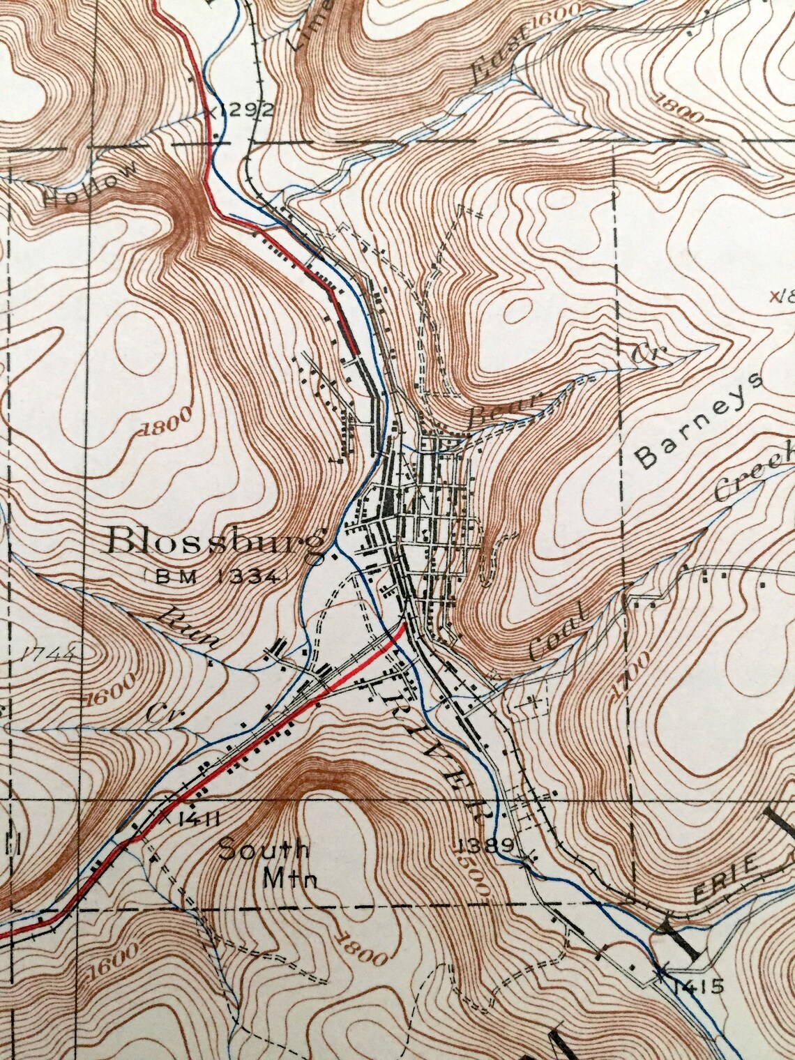 Antique Blossburg Pennsylvania 1927 US Geological Survey Etsy