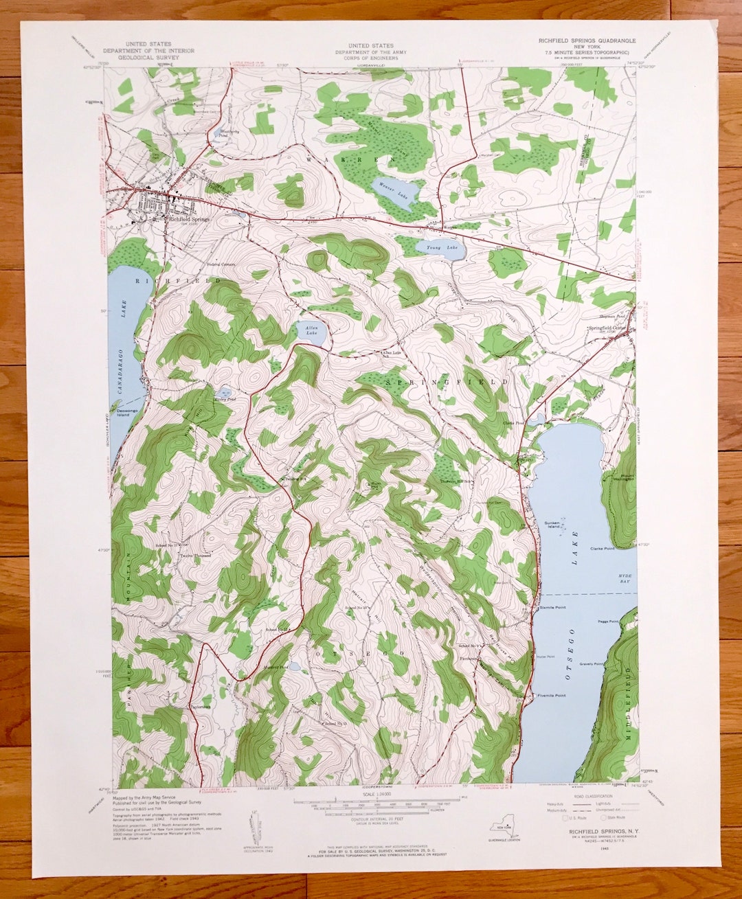 Antique Richfield Springs, New York 1943 US Geological Survey ...