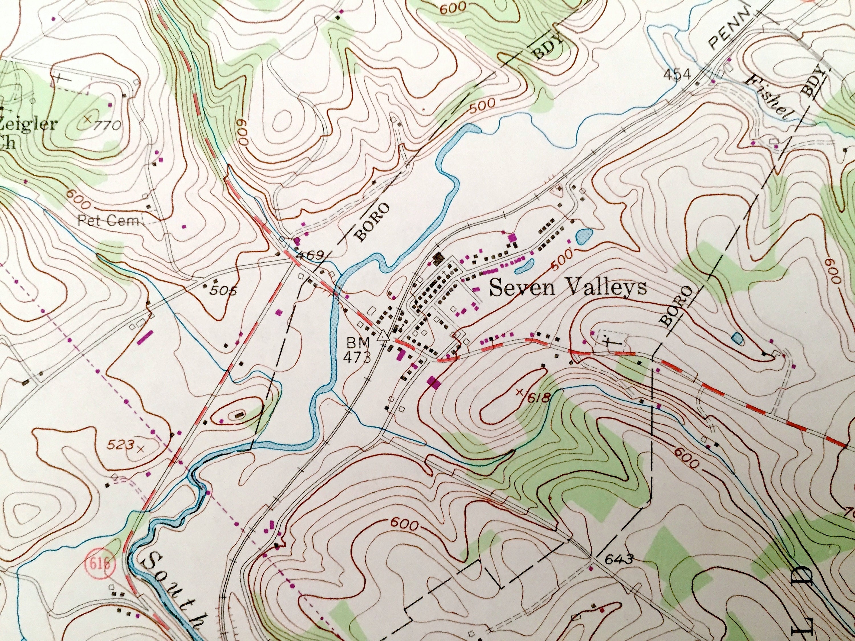 Antique Seven Valleys Pennsylvania 1953 US Geological Survey Etsy