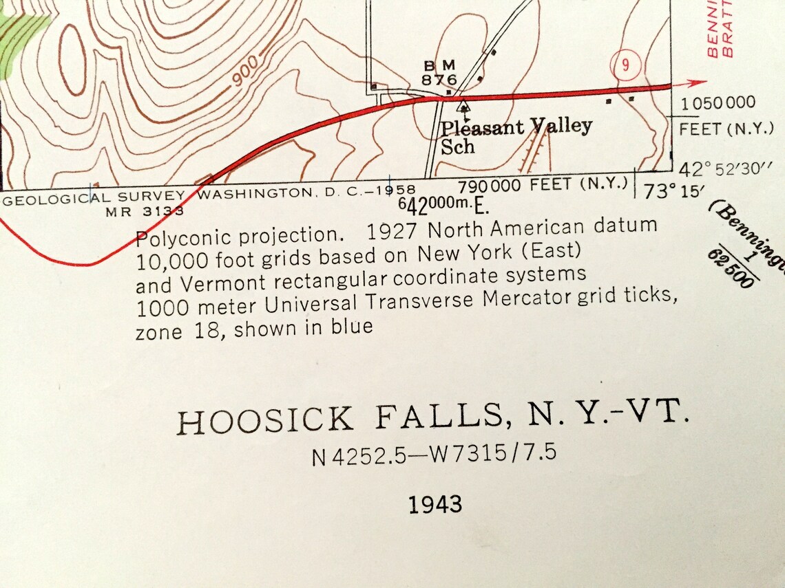 Antique Hoosick Falls New York 1943 US Geological Survey Etsy