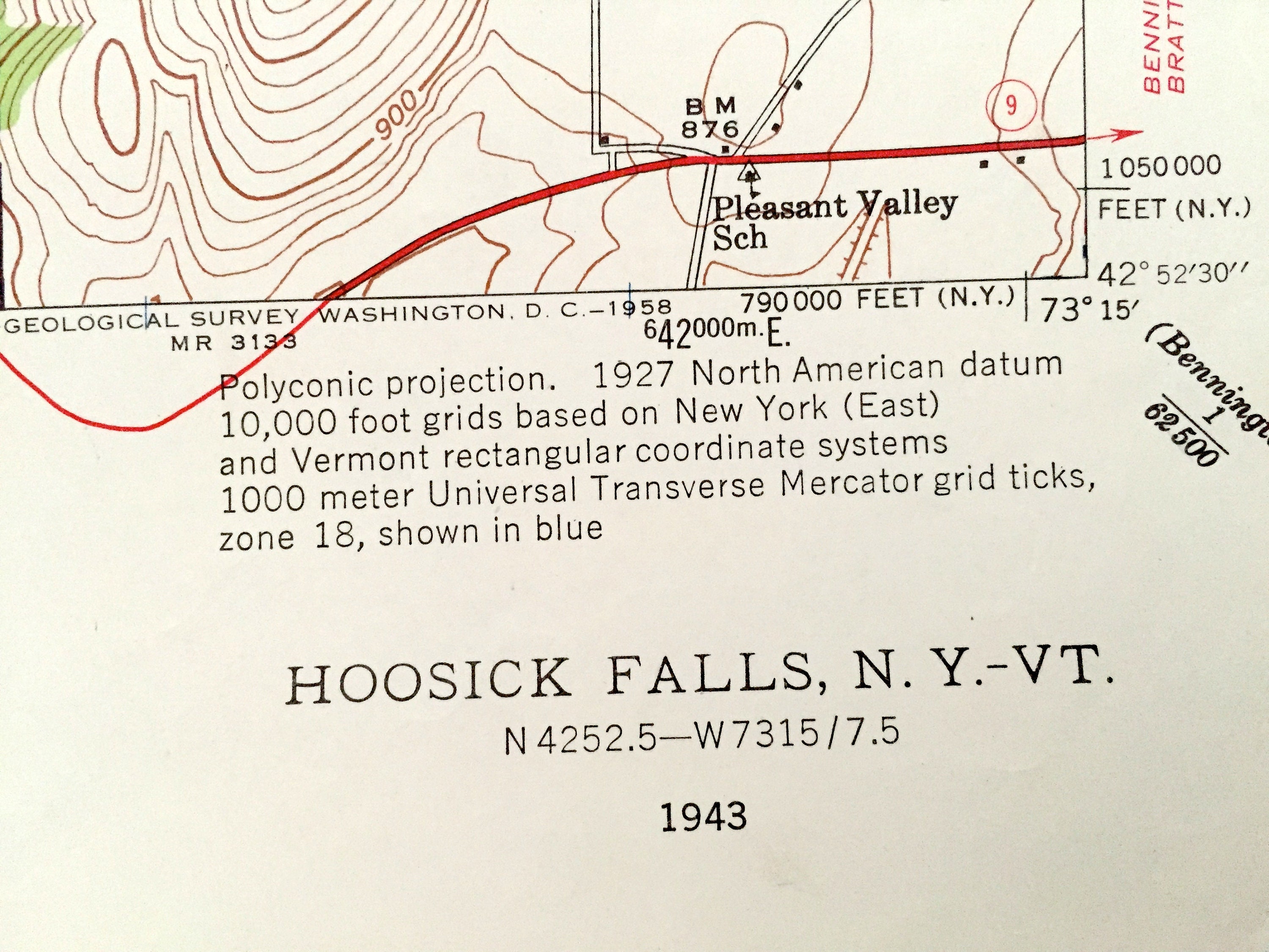 Antique Hoosick Falls New York 1943 US Geological Survey Etsy