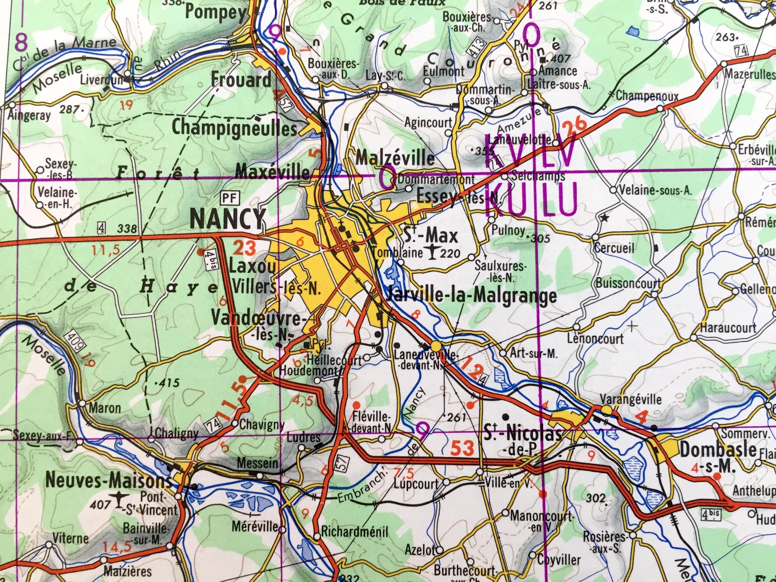 Antique Strasbourg, France 1966 Deutschland Military Road & Survey