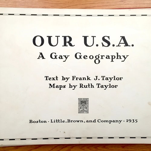 Antique 1935 West Virginia State Map shops from Our Gay Geography by Ruth Taylor – Charleston, Huntington, Monongahela Forest, Panhandle, Davis WV
