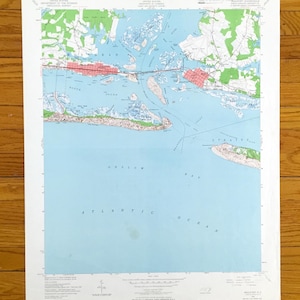 Antike Beaufort, North Carolina 1949 US Geologische Untersuchung, topographische Karte - Carteret County, Morehead City, Fort Macon Bogue Banks Beach PNG