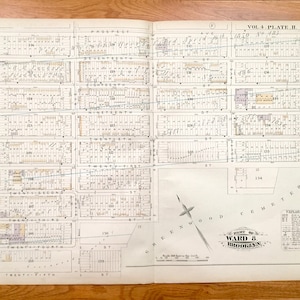Antike Südflanke, Brooklyn 1880 GM Hopkins Atlas Karte – New York City, Greenwood Heights, Friedhof, 5. 6. 7. 7. 8. 9th Avenue Park NY NYC