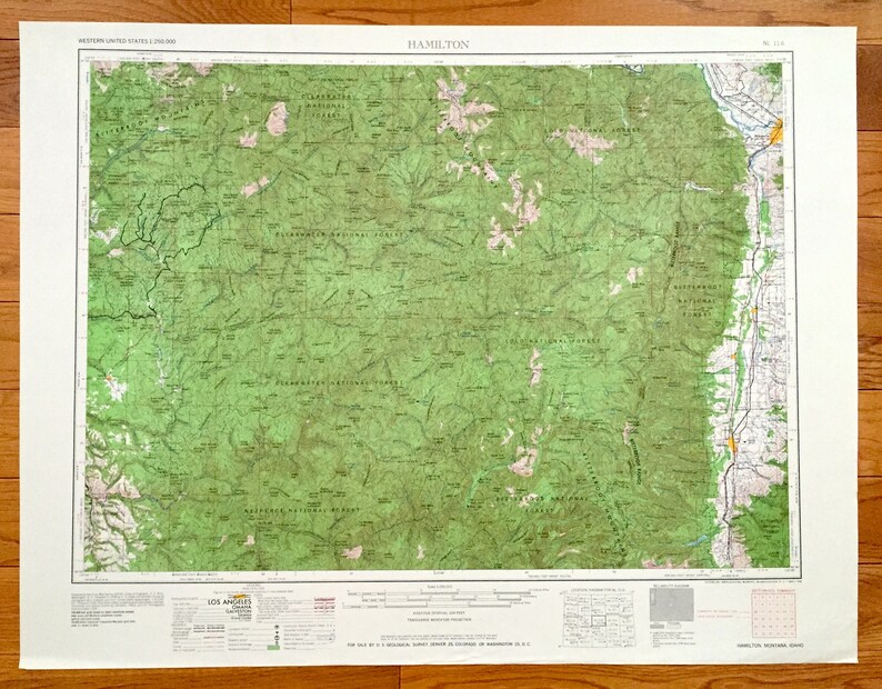 Antique Hamilton Montana 1964 Us Geological Survey Etsy