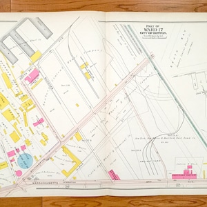 Antike 1906 Boston, Massachusetts Karte von GW Bromley Atlas – Suffolk County, südlich von Washington, Lower, South End, Mass Ave, BU, Roxbury