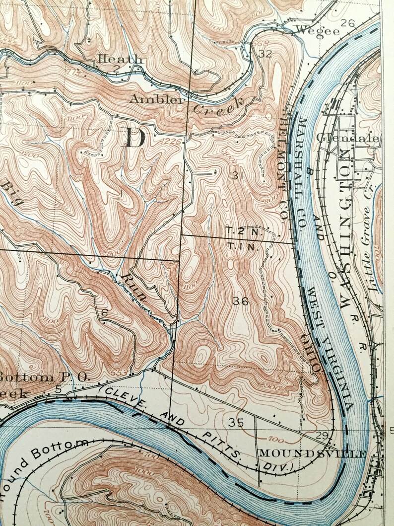 Antique Clarington Ohio 1905 US Geological Survey Topographic Etsy