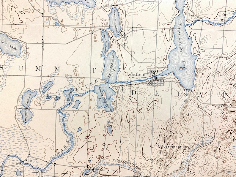 Antique Oconomowoc, Wisconsin 1892 US Geological Survey Topographic Map ...