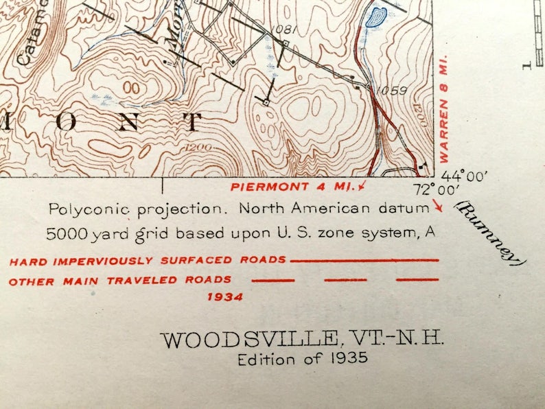 Antique Woodsville New Hampshire 1935 US Geological Survey Etsy