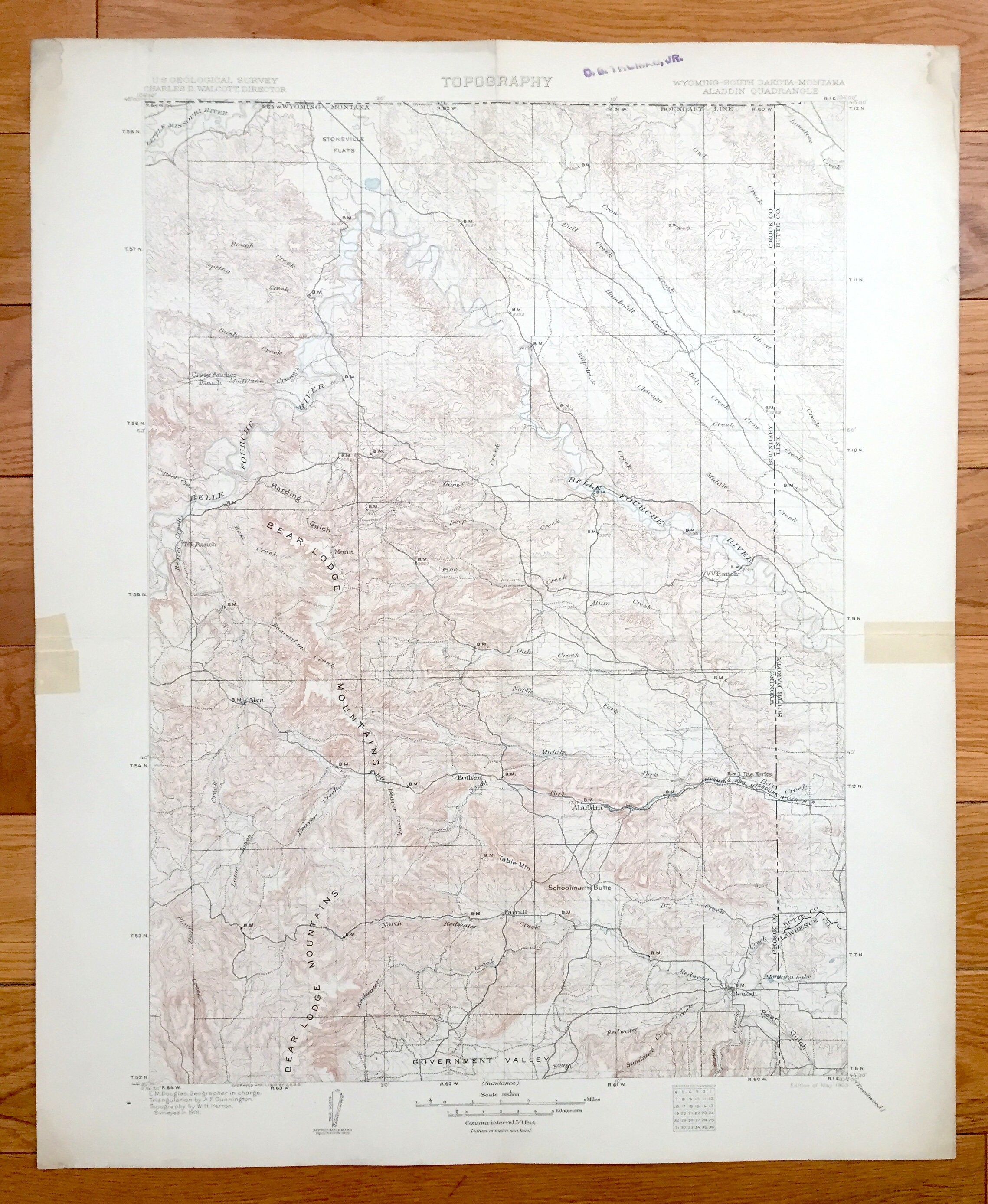 Antique Aladdin Wyoming 1903 US Geological Survey Topographic Etsy
