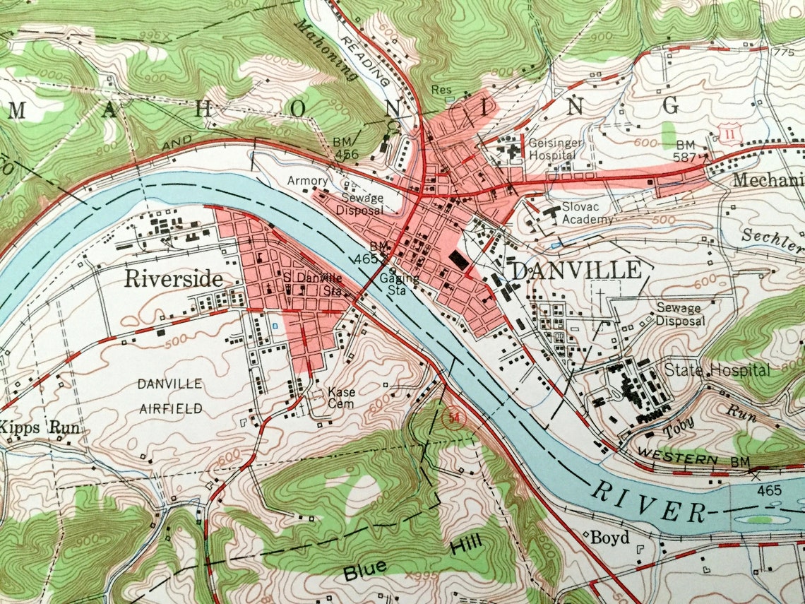 Antique Shamokin Pennsylvania 1952 US Geological Survey Etsy UK