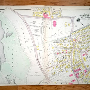 Antik 1906 Brookline, Massachusetts Karte von GW Bromley Atlas – Boston, Suffolk County, Roxbury, Mission Hill, Lower, Riverway, Olmsted