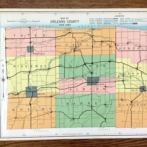 Antik Orleans County, New York 1941 Historische Atlas Karte – Albion, Lyndonville, Carlton, Medina, Holley, Murray, Oak Orchard, Waterport NY