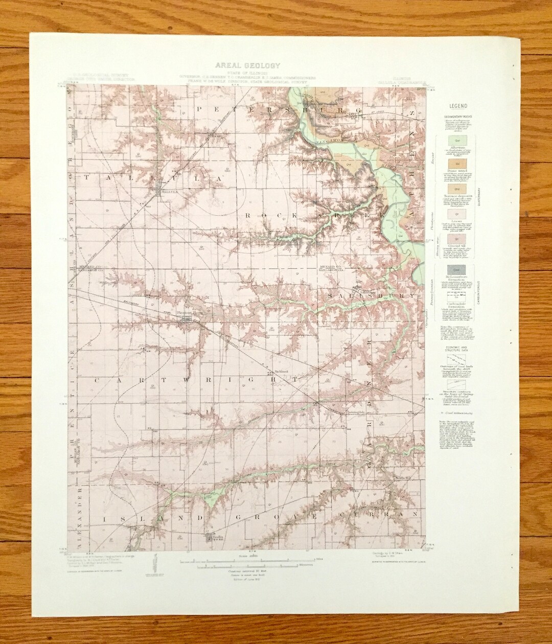 Antique Tallula, Illinois 1912 US Geological Survey Topographic Map ...