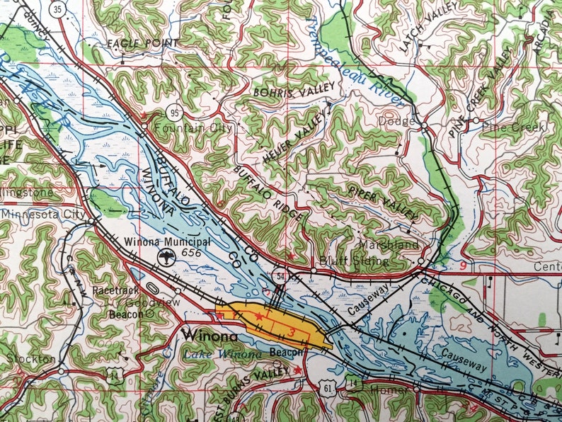 Marshfield Altoona Wisconsin 1964 US Geological Survey Topographic Map \u2013 Chippewa Falls Menomonie Mondovi Antique Eau Claire Durand WI