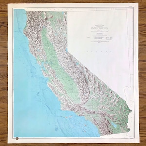 Carte topographique antique de l'État de Californie 1968 US Geological Survey - Los Angeles, San Francisco, Monterey, Santa Barbara, Yosemite Valley CA
