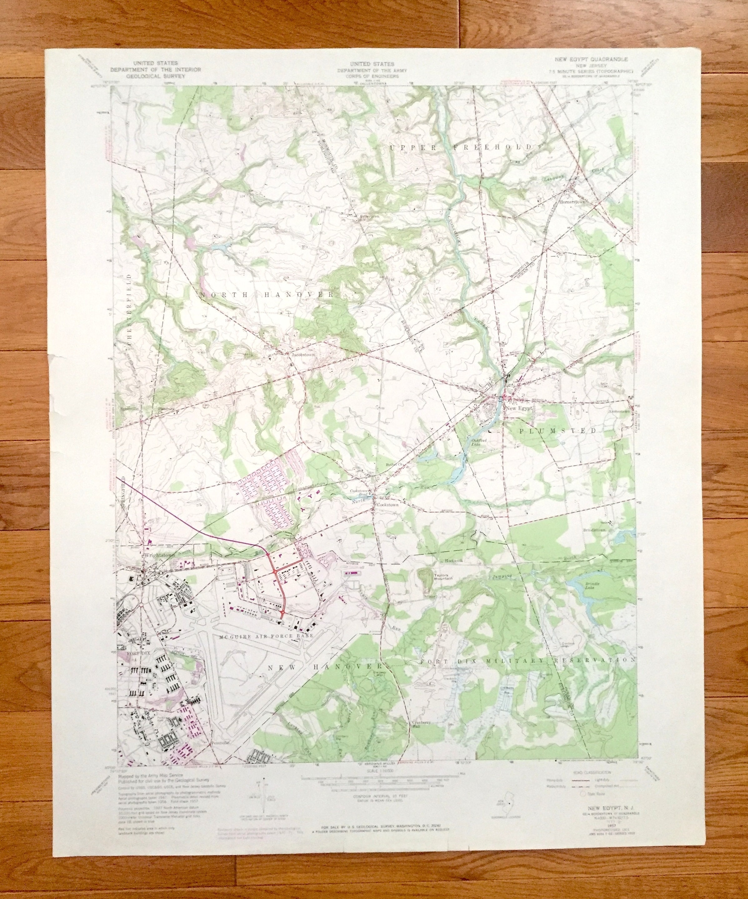 Antique New Egypt New Jersey 1957 US Geological Survey Etsy