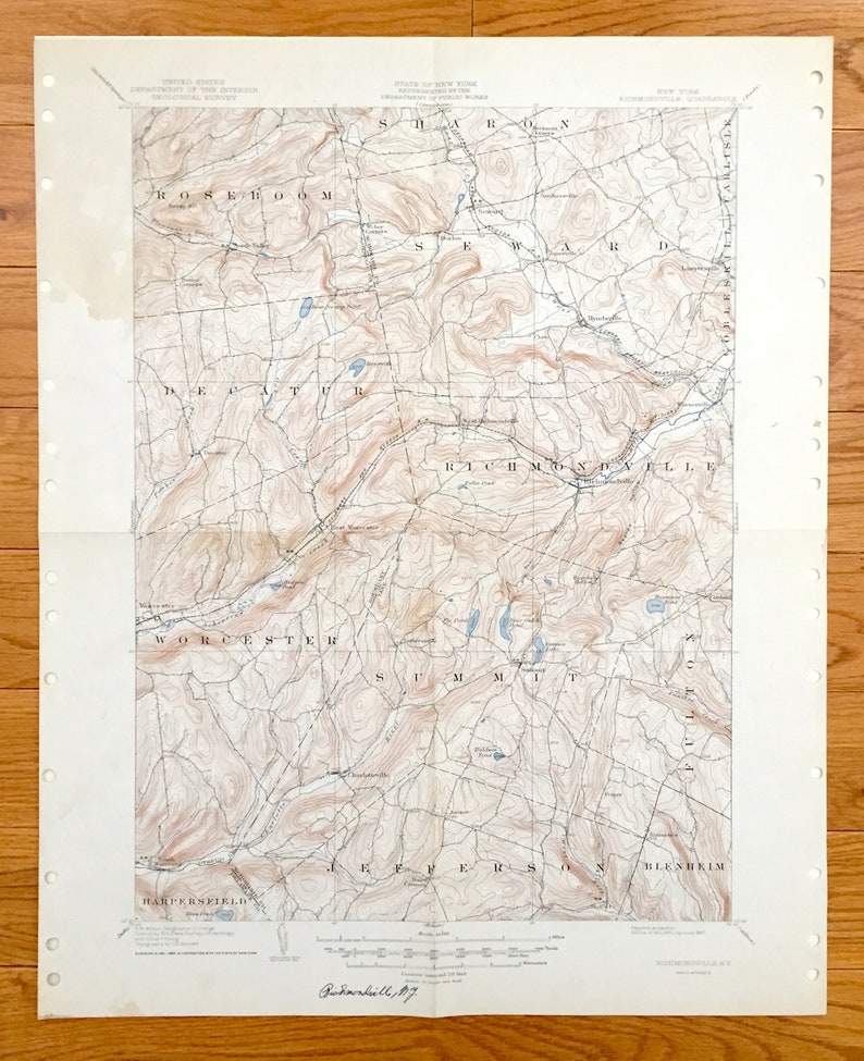Antique Richmondville New York 1947 US Geological Survey Etsy