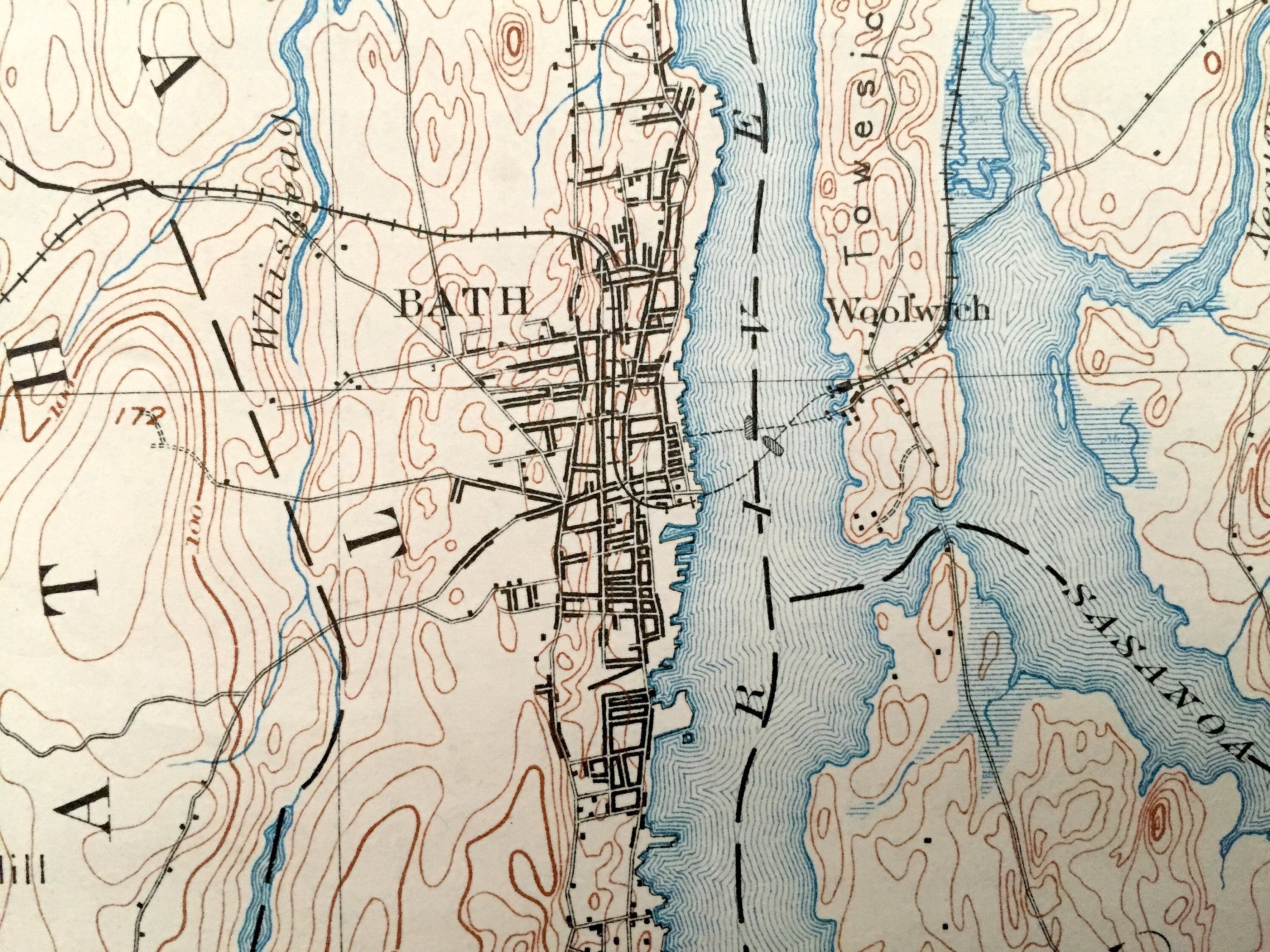 Antique Bath Maine 1894 US Geological Survey Topographic Map Etsy