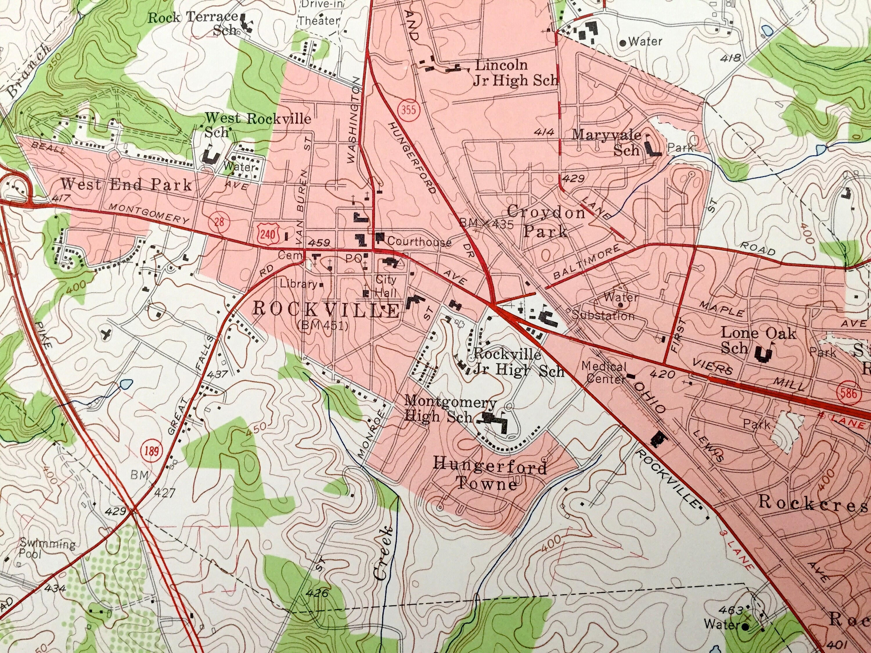 Antique Rockville, Maryland 1956 US Geological Survey Topographic