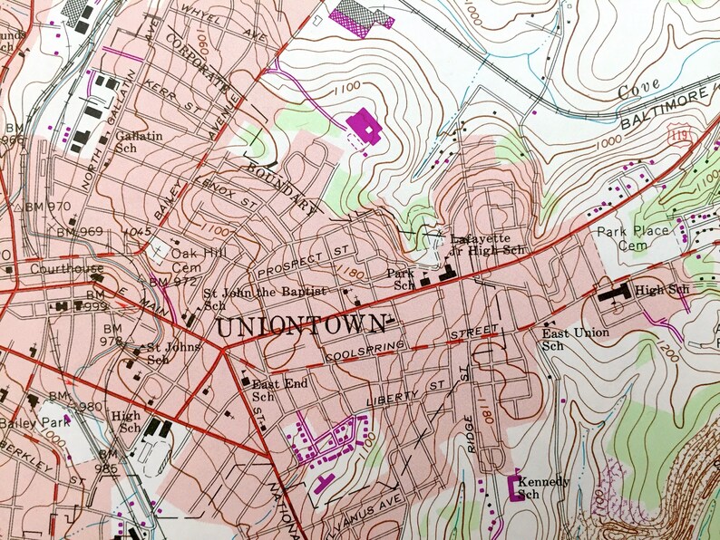 Antique Uniontown Pennsylvania 1963 US Geological Survey Etsy