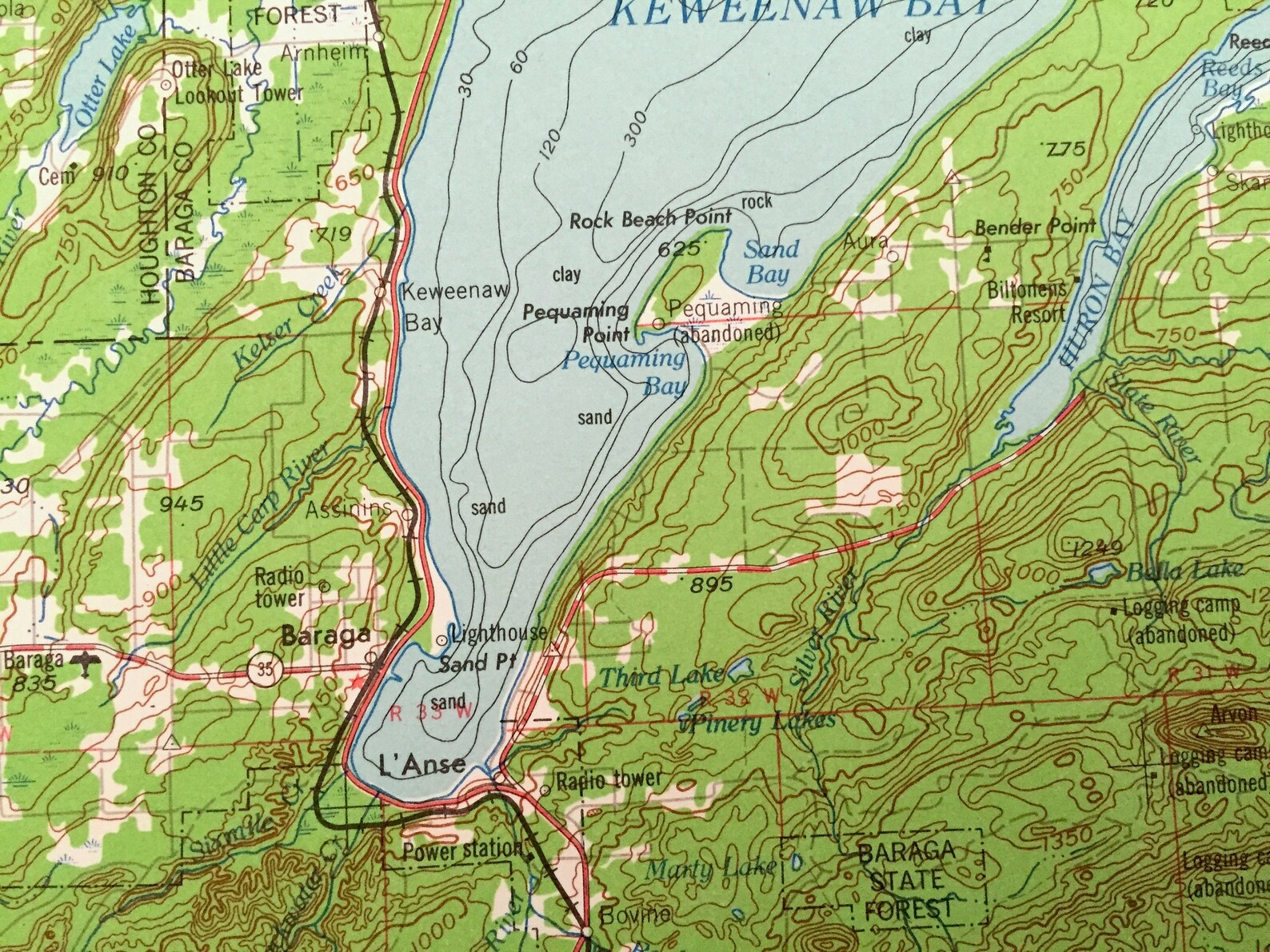 Antique Iron River, Michigan 1961 US Geological Survey Topographic Map 