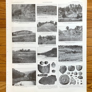 Fotografías antiguas de 1915 de formaciones rocosas de Galena y Elizabeth, Illinois – Mapa topográfico del Servicio Geológico de EE. UU. – Fósiles, condado de Joe Daviess, Illinois