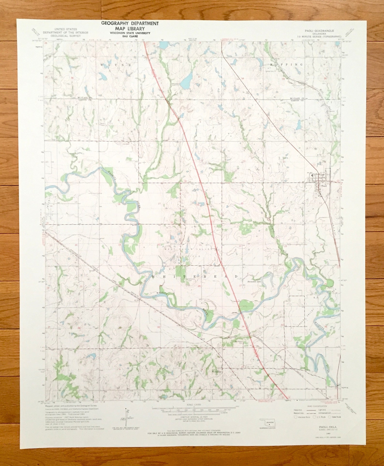 Antique Paoli Oklahoma 1965 US Geological Survey Topographic Etsy