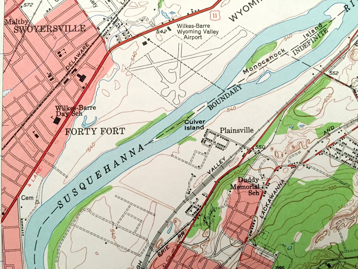 Antique Pittston Pennsylvania 1947 US Geological Survey Etsy