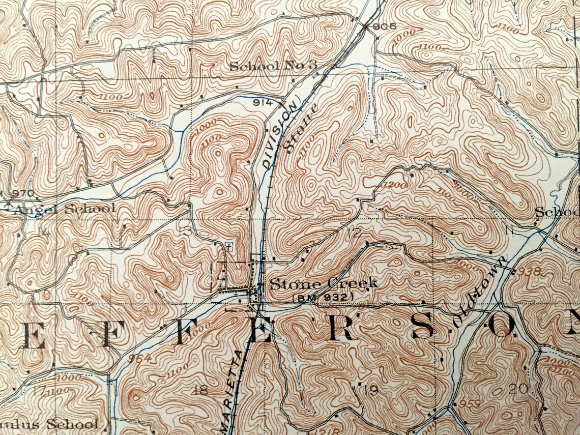 Antique Ohio 1913 US Geological Survey Etsy