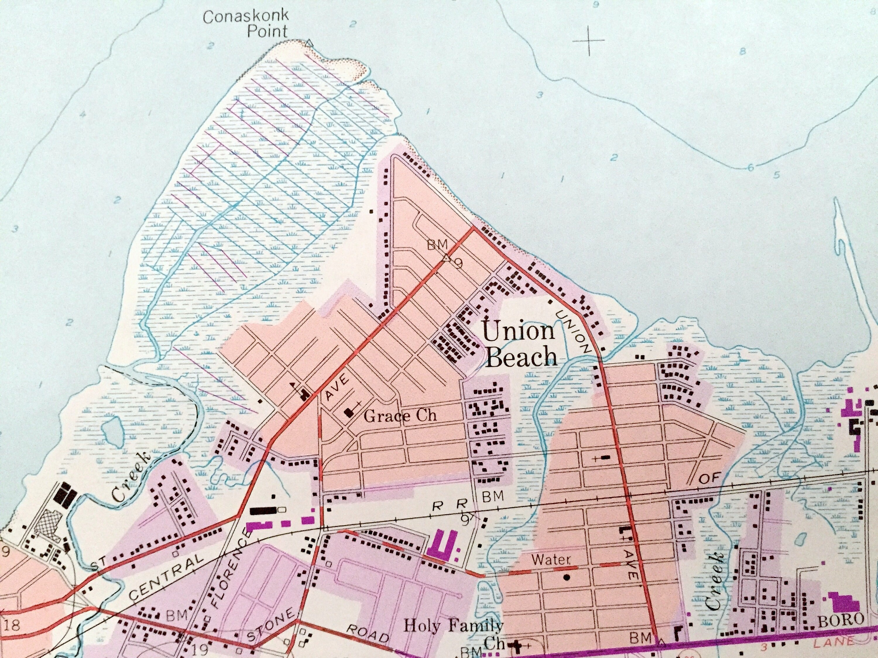 Keyport Building Map Antique Keyport, New Jersey 1954 US Geological Survey Topographic Map ...
