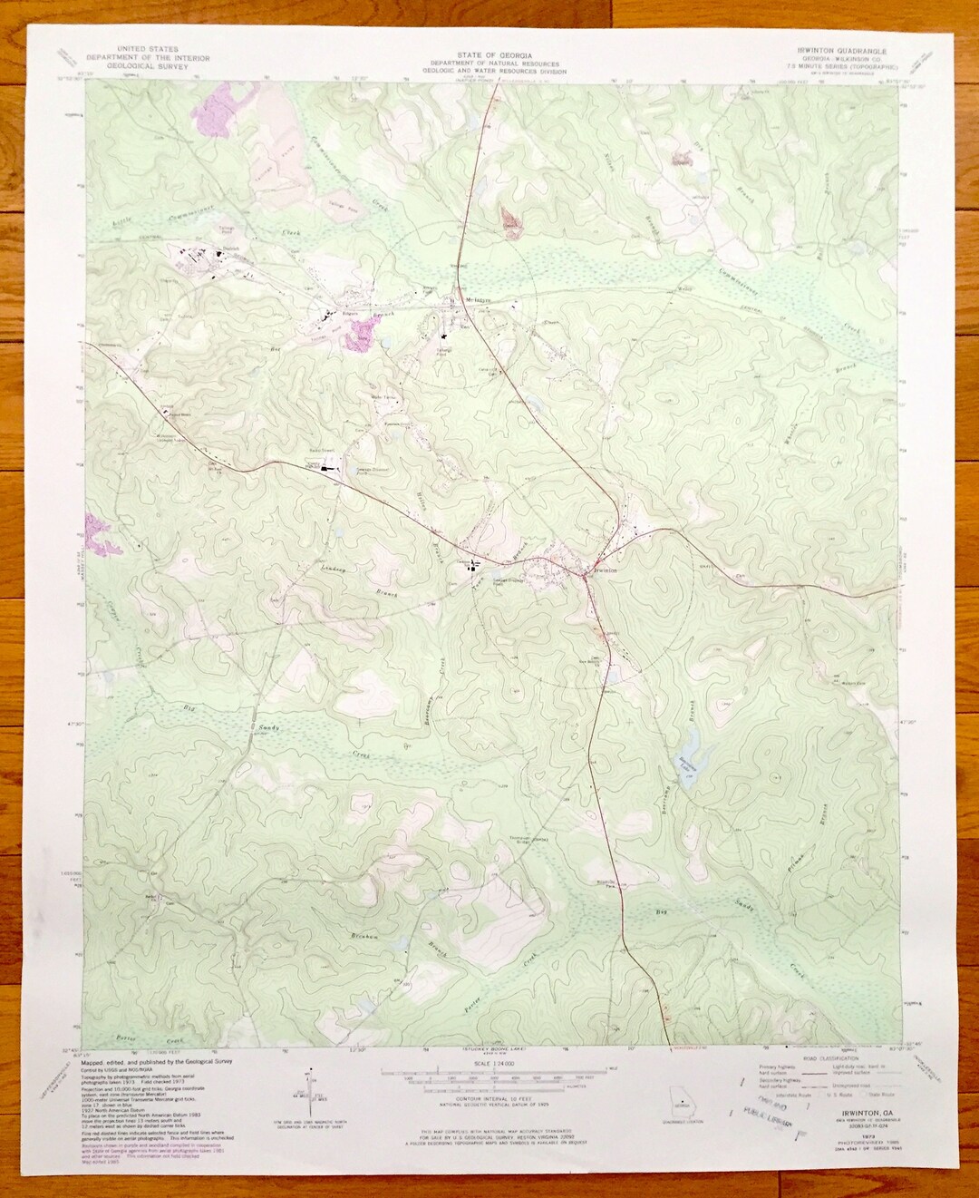 Antique Irwinton, 1973 US Geological Survey Topographic Map