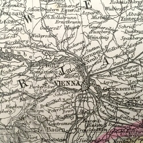 Antique 1863 shops Austrian Empire Map by Dower & Weekly Dispatch – Germany, Poland, Croatia, Romania, Hungary, Vienna, Munich, Prague, Dubrovnik