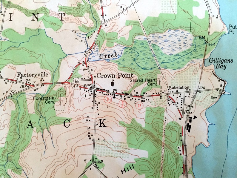 Antique Crown Point New York 1950 US Geological Survey Etsy