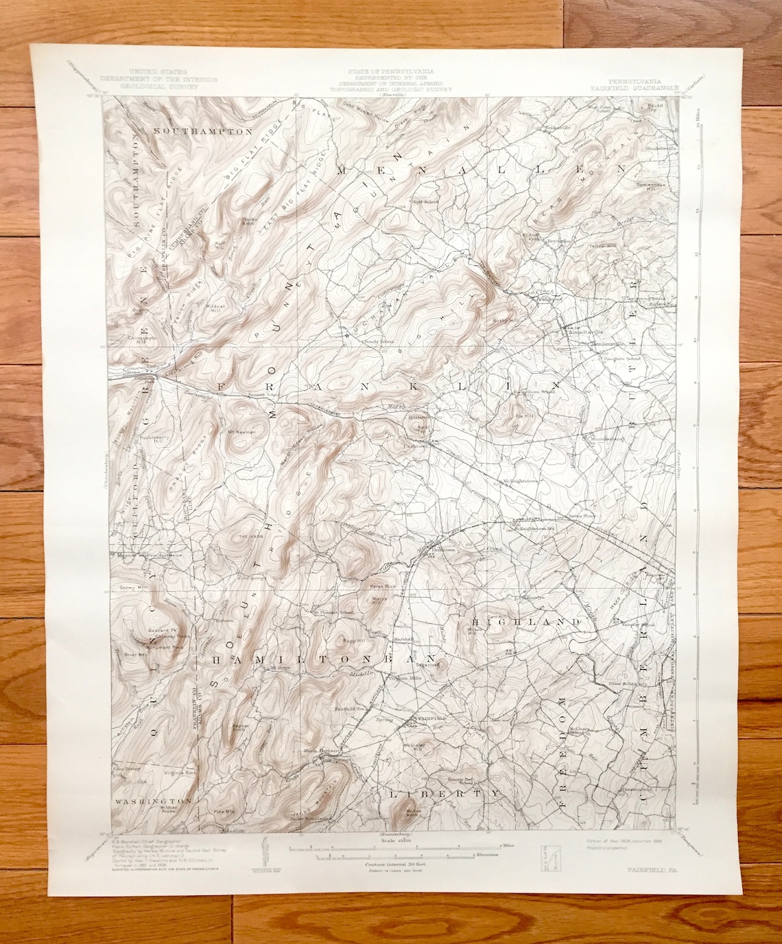 Antique Fairfield Pennsylvania 1909 US Geological Survey Etsy