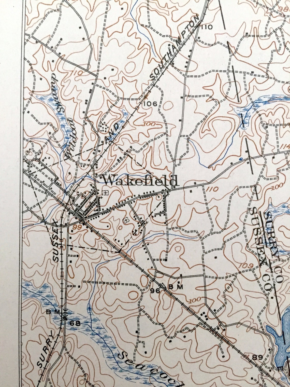 Antique Ivor Virginia 1920 US Geological Survey Topographic Etsy
