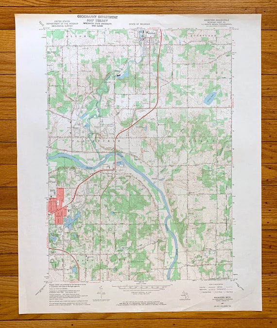 Antique Rockford, Michigan 1967 US Geological Survey Topographic