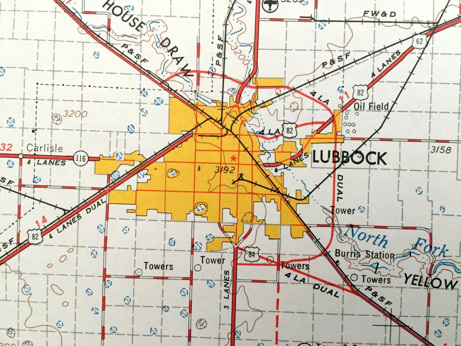Antique Lubbock Texas 1954 US Geological Survey Topographic Etsy UK